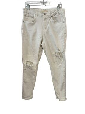 Levi’s 30 White 721 High Rise Skinny Distressed Jeans Stretch Denim